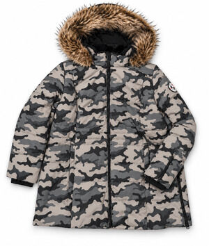 Arctic Expedition Hybradown Down Puffer Parka Coat Gray Camo Faux Fur Hood 2X